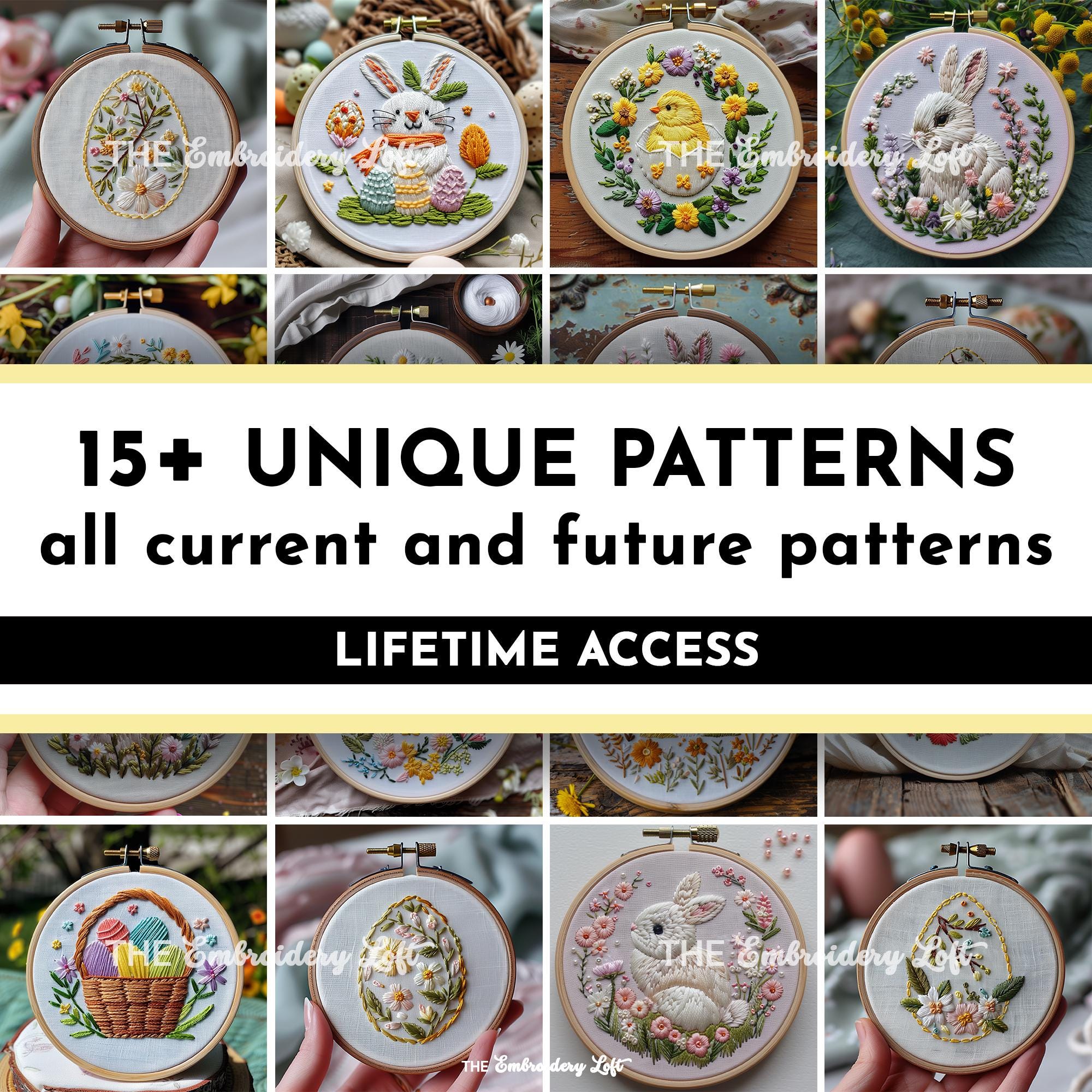 MINI COLLECTION, Easter Hand Embroidery Pattern Collection, Current and Future Designs, Lifetime Access, Hand Embroidery, DIY