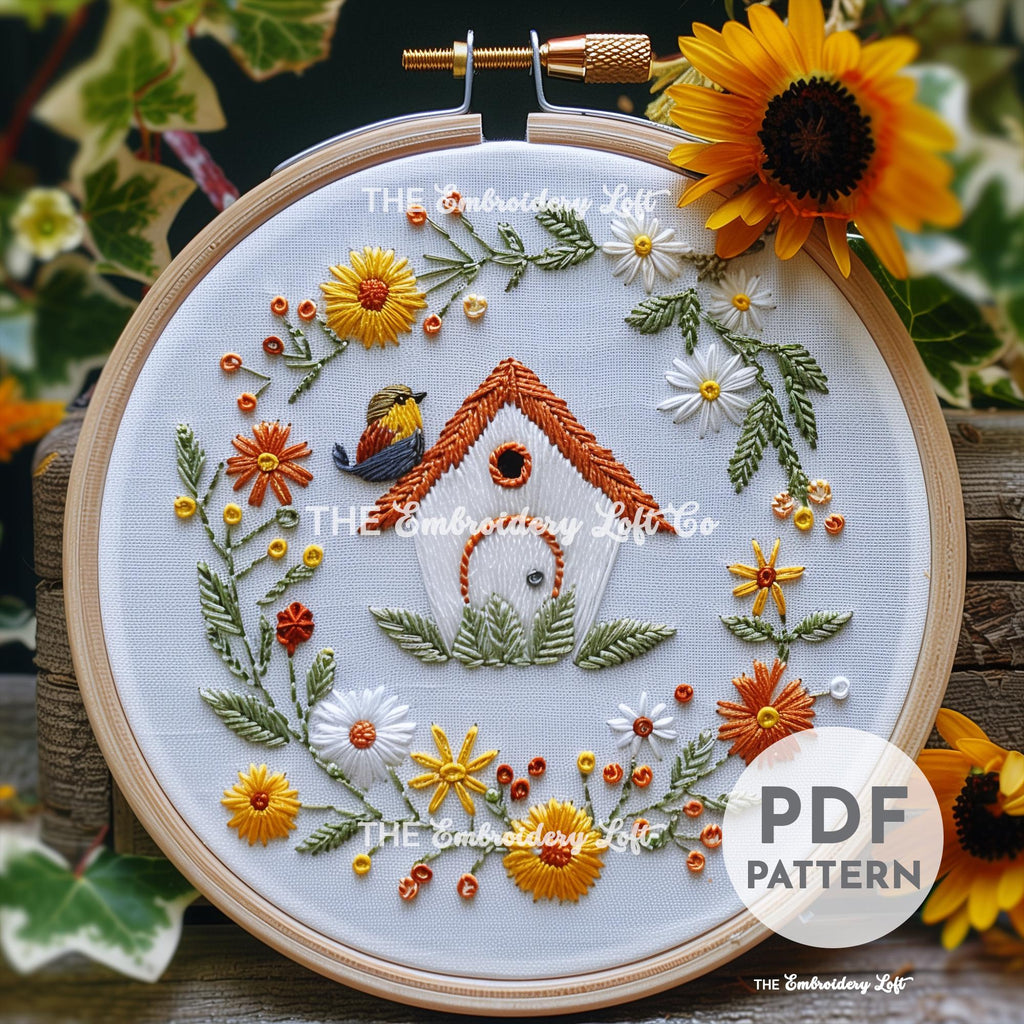 Dih Pattern Birdhouse Hand Embroidery Pattern – The Embroidery Loft Co
