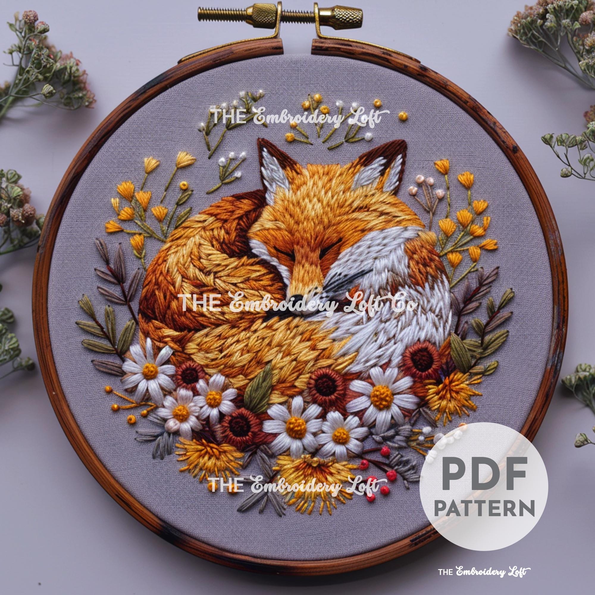 Woodland Fox Hand Embroidery Pattern