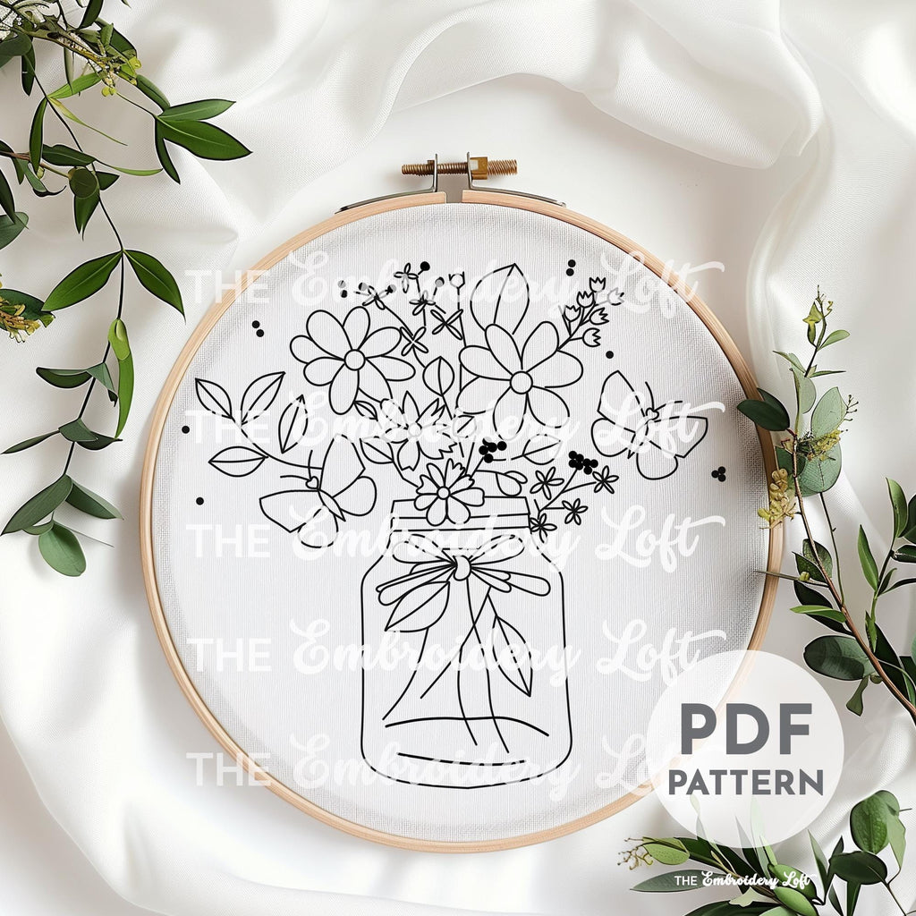 Butterflies and Wildflowers Hand Embroidery Pattern