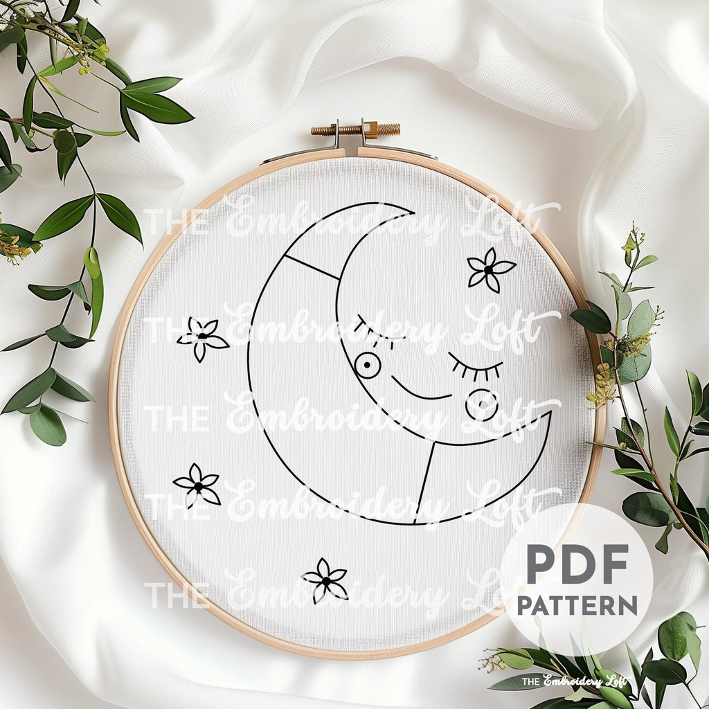 Baby Crescent Moon Hand Embroidery Pattern