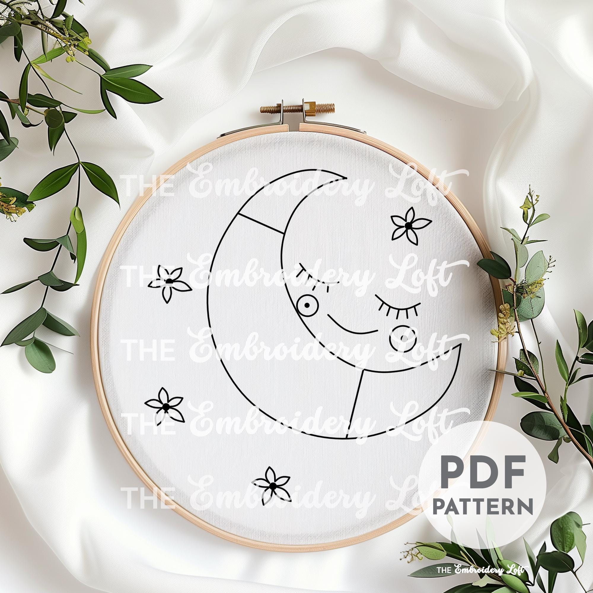 Baby Crescent Moon Hand Embroidery Pattern