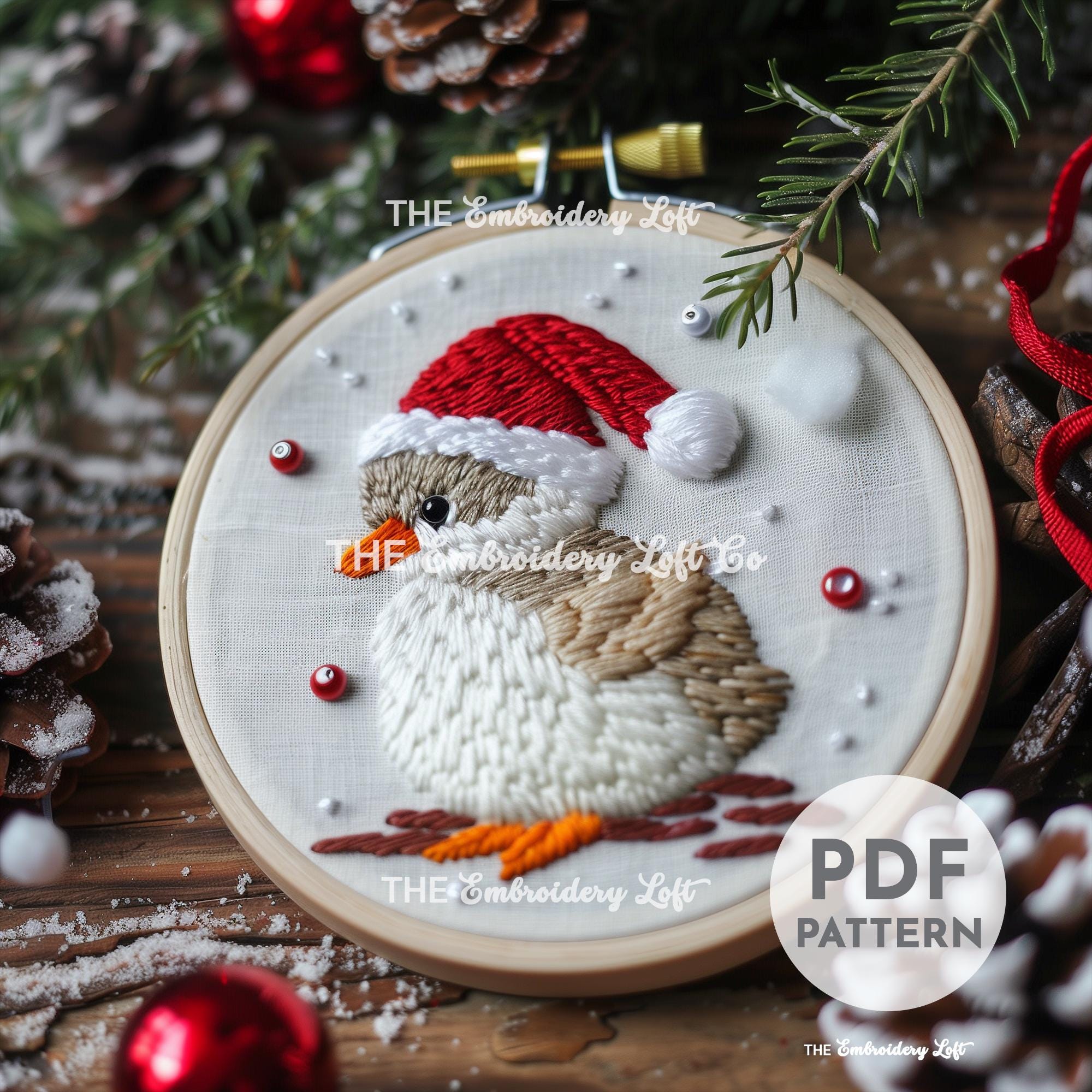 Christmas Baby Duck Hand Embroidery Pattern