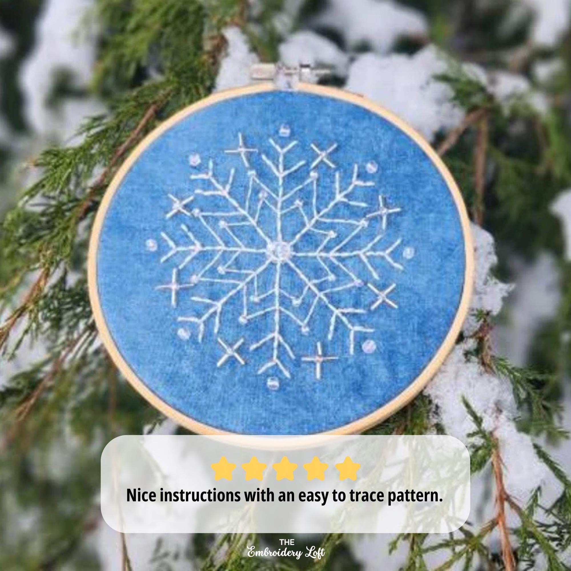Blue Snowflake Hand Embroidery Pattern