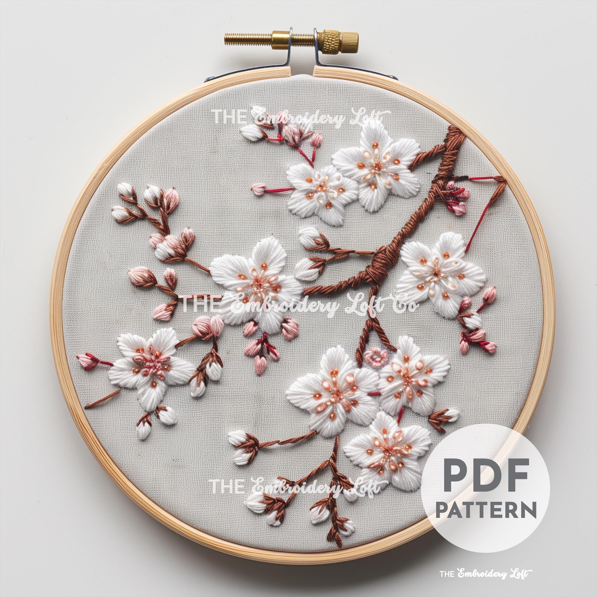 Cherry Blossoms Hand Embroidery Pattern