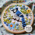 Spring Blue Jay Hand Embroidery Pattern
