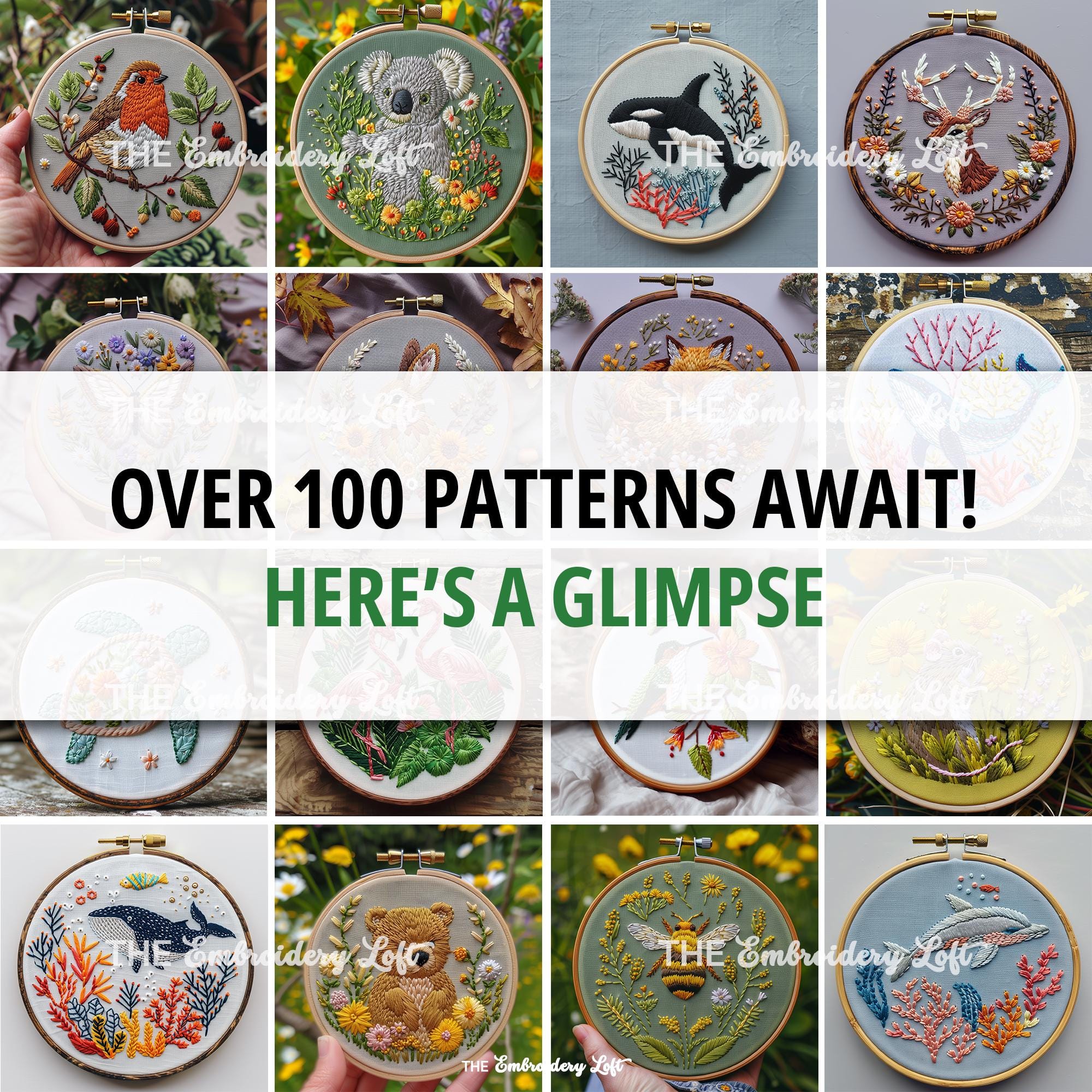 MINI COLLECTION, Animals Hand Embroidery Pattern Collection, Current and Future Designs, Lifetime Access, Hand Embroidery, Embroidery PDF