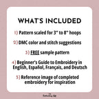 Set of 4 Gold and White Snowflake Hand Embroidery Patterns, Christmas Embroidery Pattern, Snowflake Design, Hand Embroidery Pattern PDF
