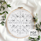 Set of 4 Gold and White Snowflake Hand Embroidery Patterns, Christmas Embroidery Pattern, Snowflake Design, Hand Embroidery Pattern PDF