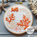 Coral Wreath Hand Embroidery Pattern