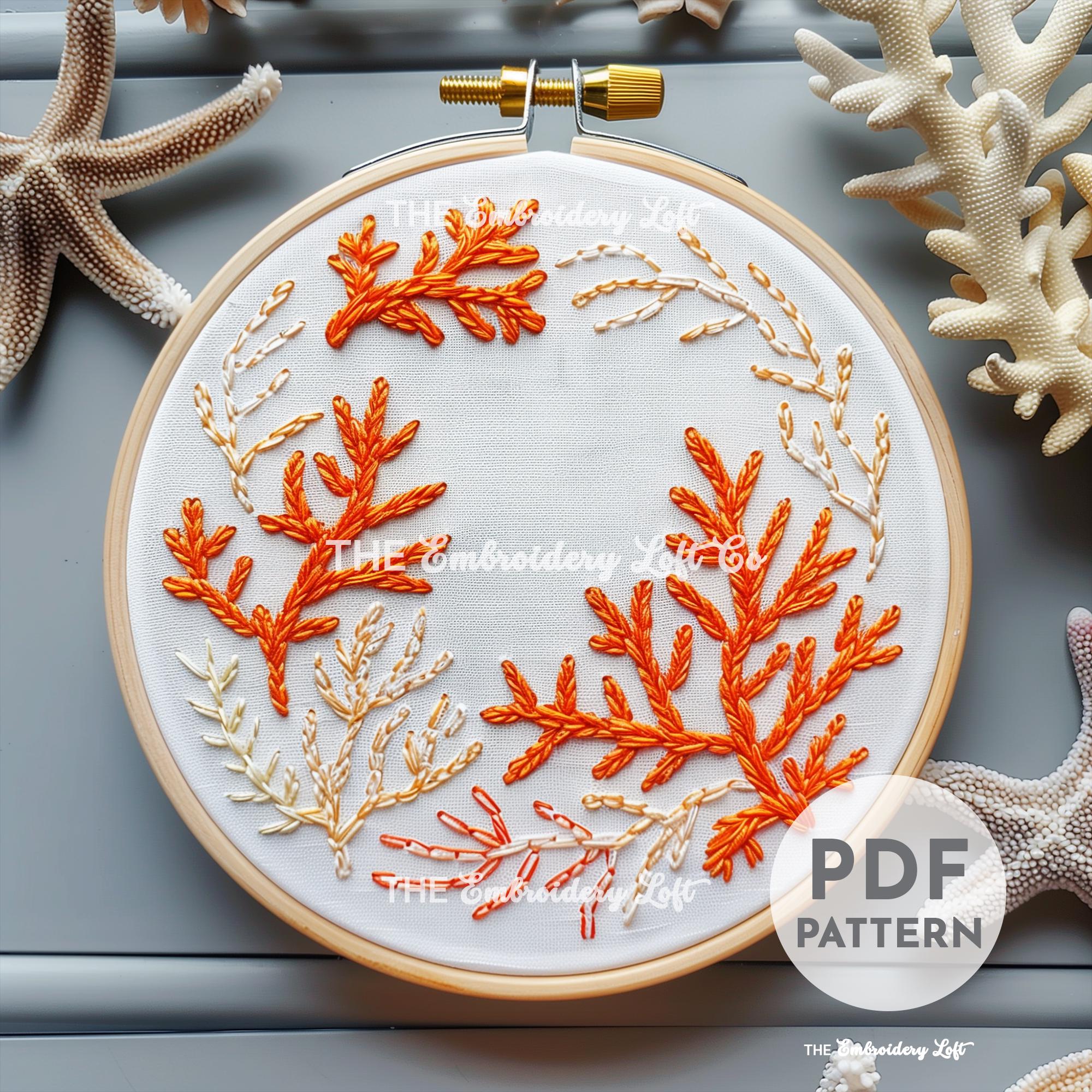 Coral Wreath Hand Embroidery Pattern