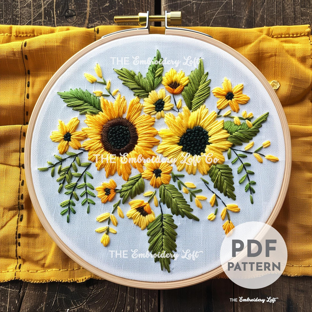 Bouquet of Sunflowers Hand Embroidery Pattern