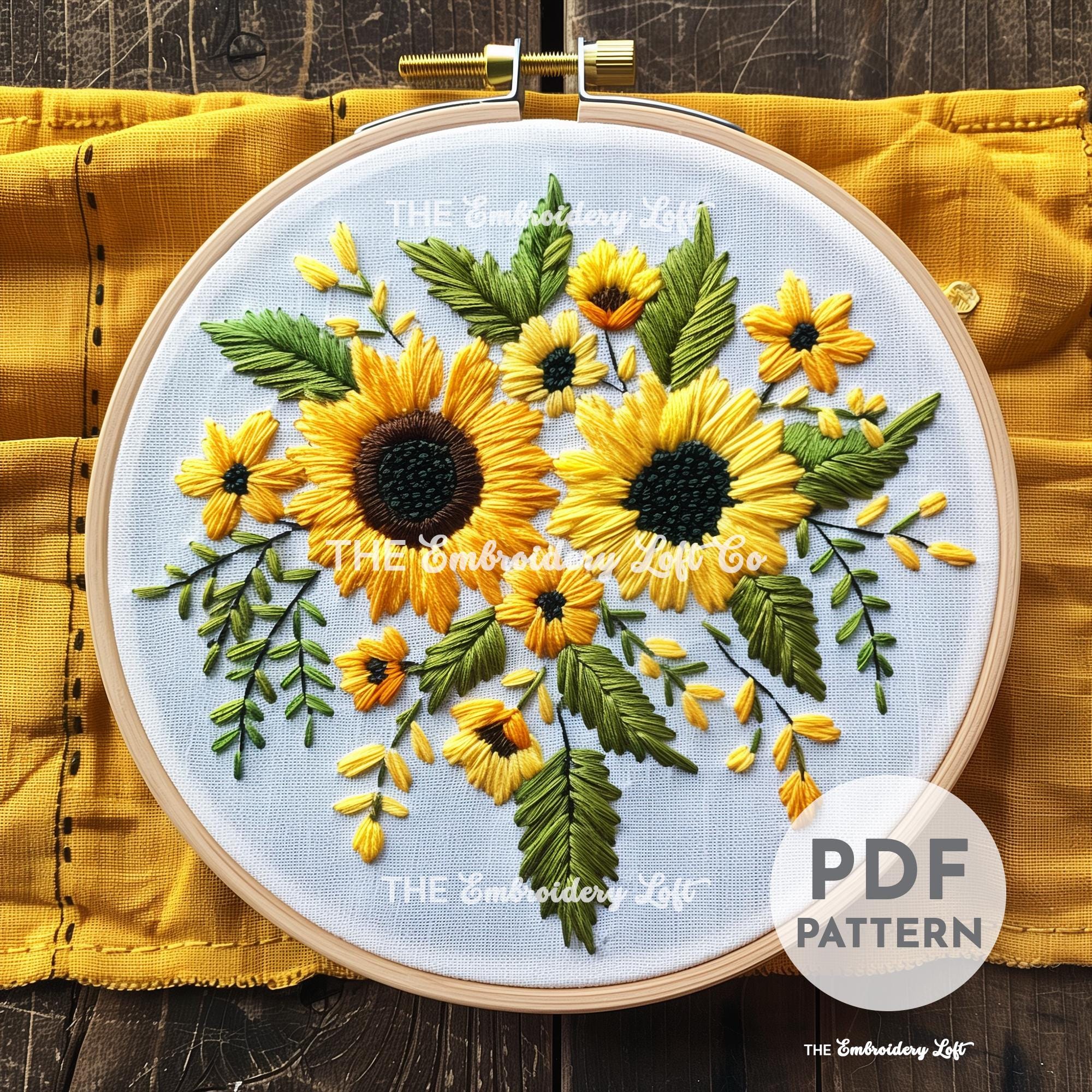Bouquet of Sunflowers Hand Embroidery Pattern
