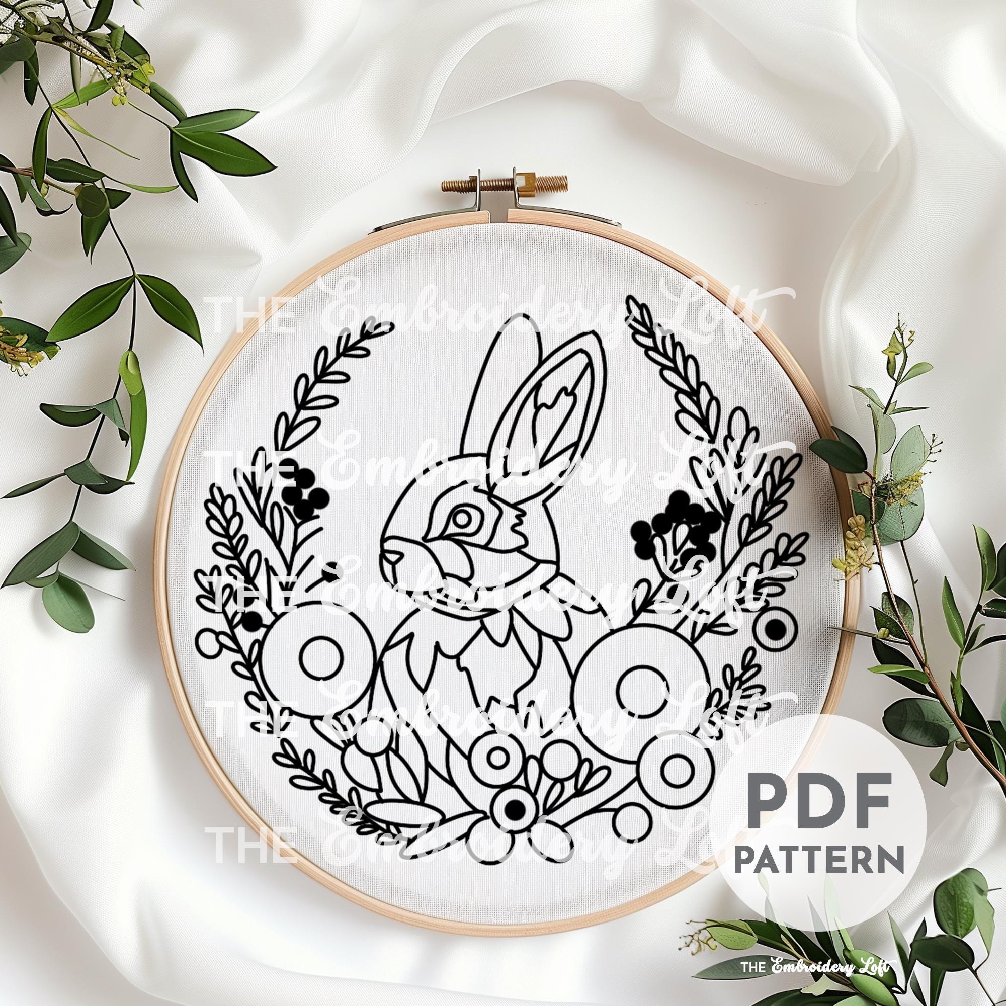 Woodland Rabbit Hand Embroidery Pattern