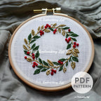 Winter Wreath Hand Embroidery Pattern