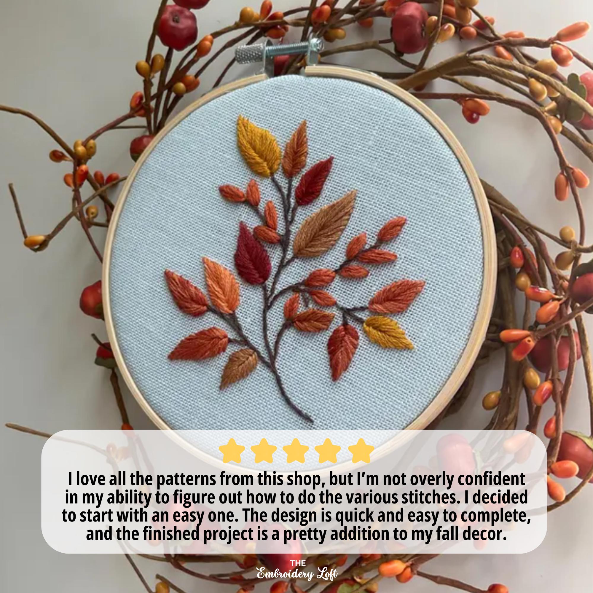 Autumn Leaves Hand Embroidery Pattern