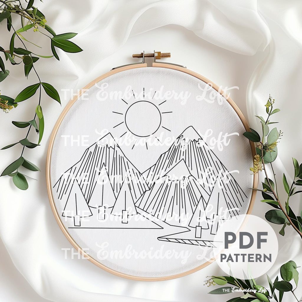 Simple Mountains Hand Embroidery Pattern