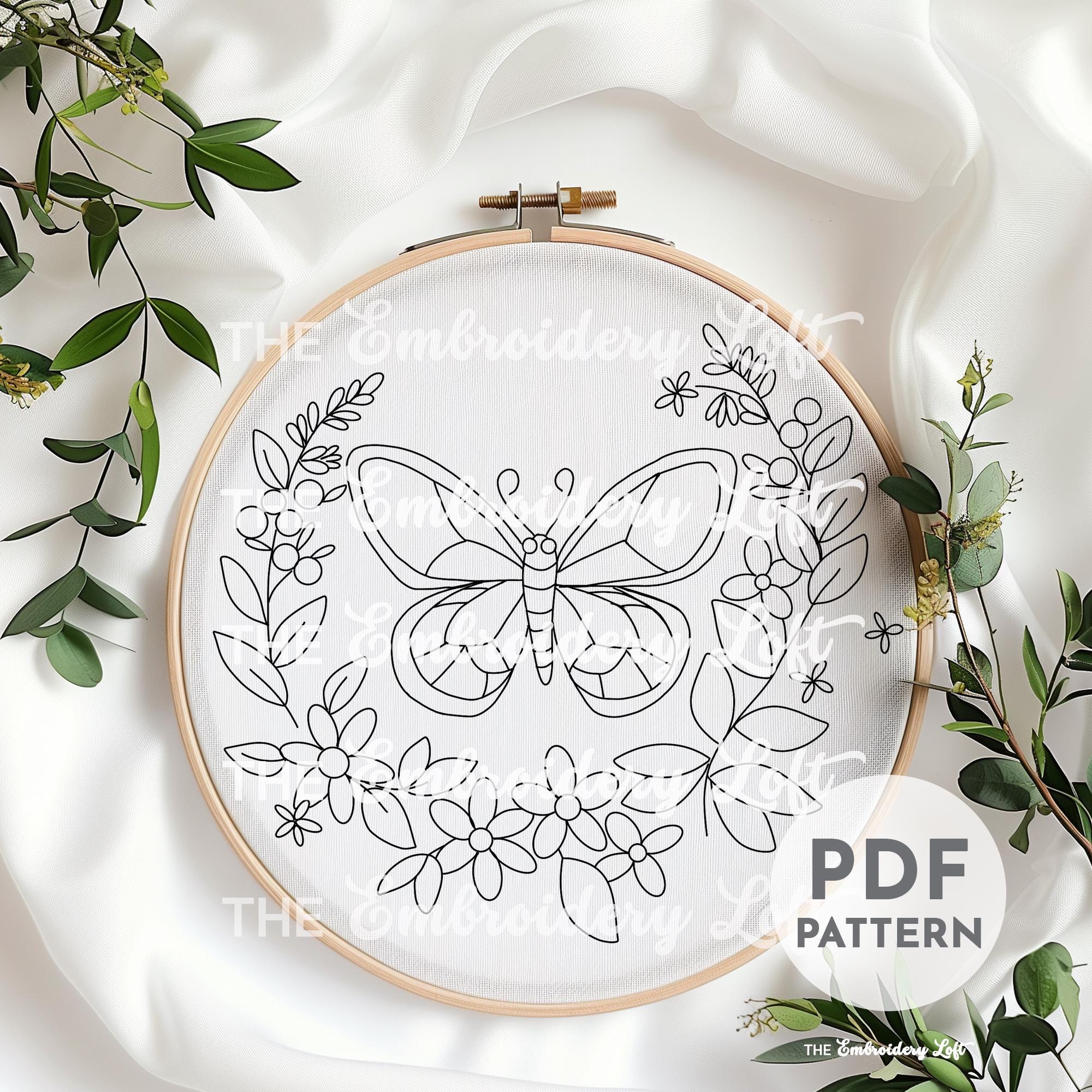 Aesthetic Butterfly Hand Embroidery Pattern
