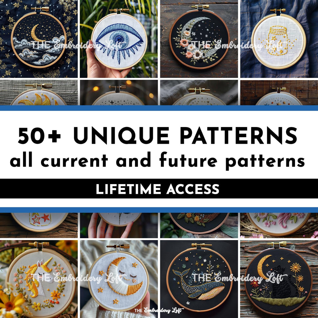 MINI COLLECTION, Celestial Hand Embroidery Pattern Collection, Current and Future Designs, Lifetime Access, Hand Embroidery, Embroidery PDF