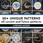 MINI COLLECTION, Celestial Hand Embroidery Pattern Collection, Current and Future Designs, Lifetime Access, Hand Embroidery, Embroidery PDF