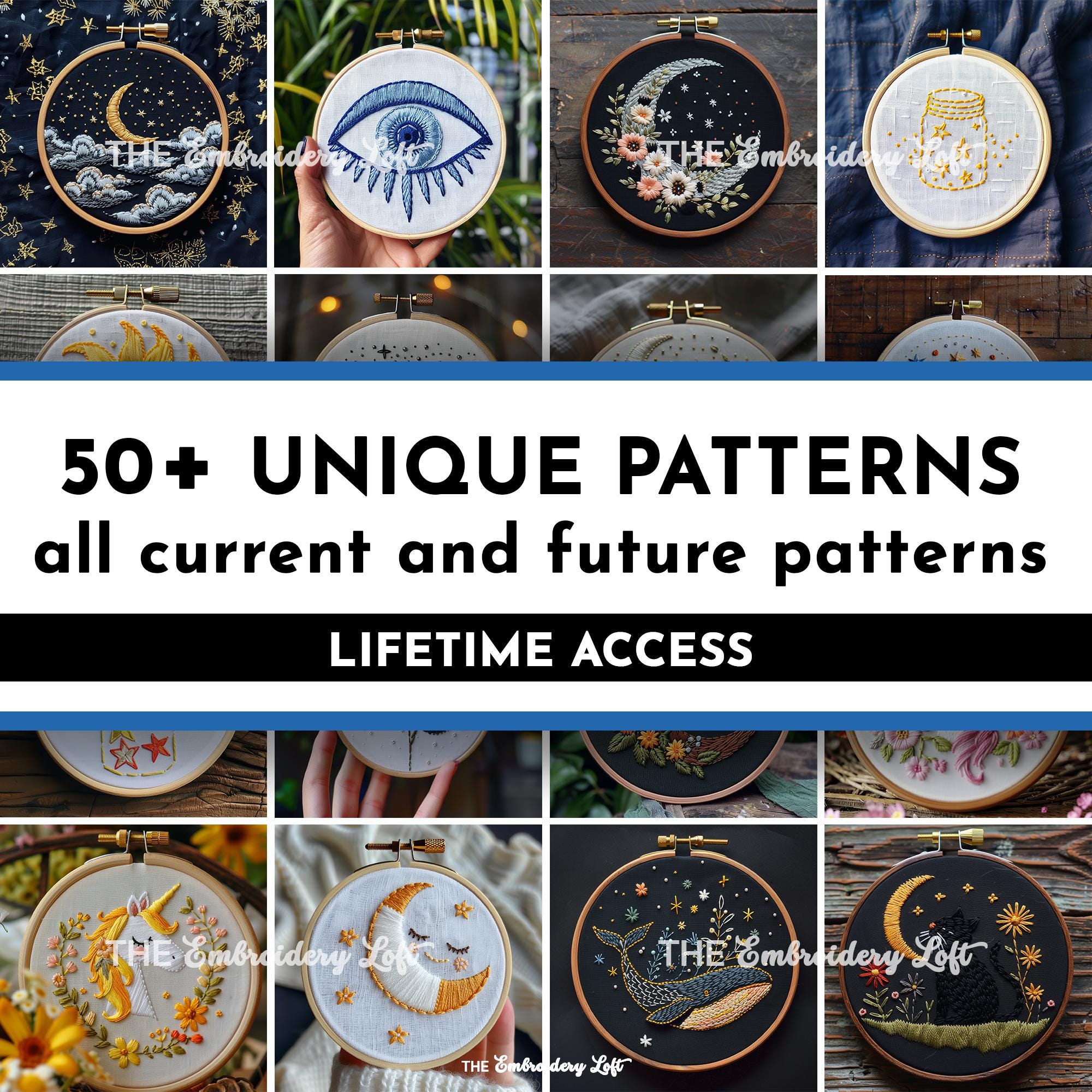MINI COLLECTION, Celestial Hand Embroidery Pattern Collection, Current and Future Designs, Lifetime Access, Hand Embroidery, Embroidery PDF
