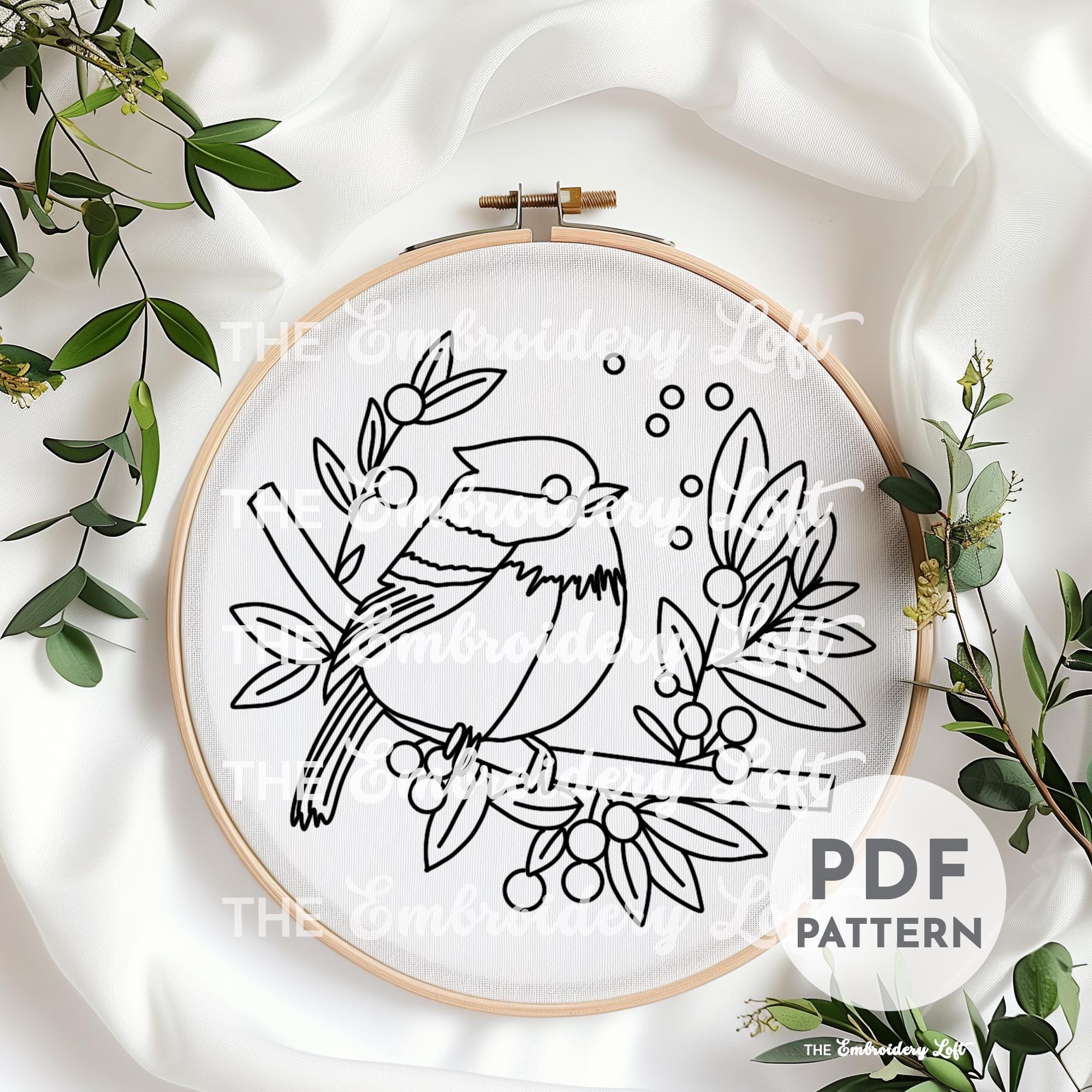 Christmas Chickadee Hand Embroidery Pattern