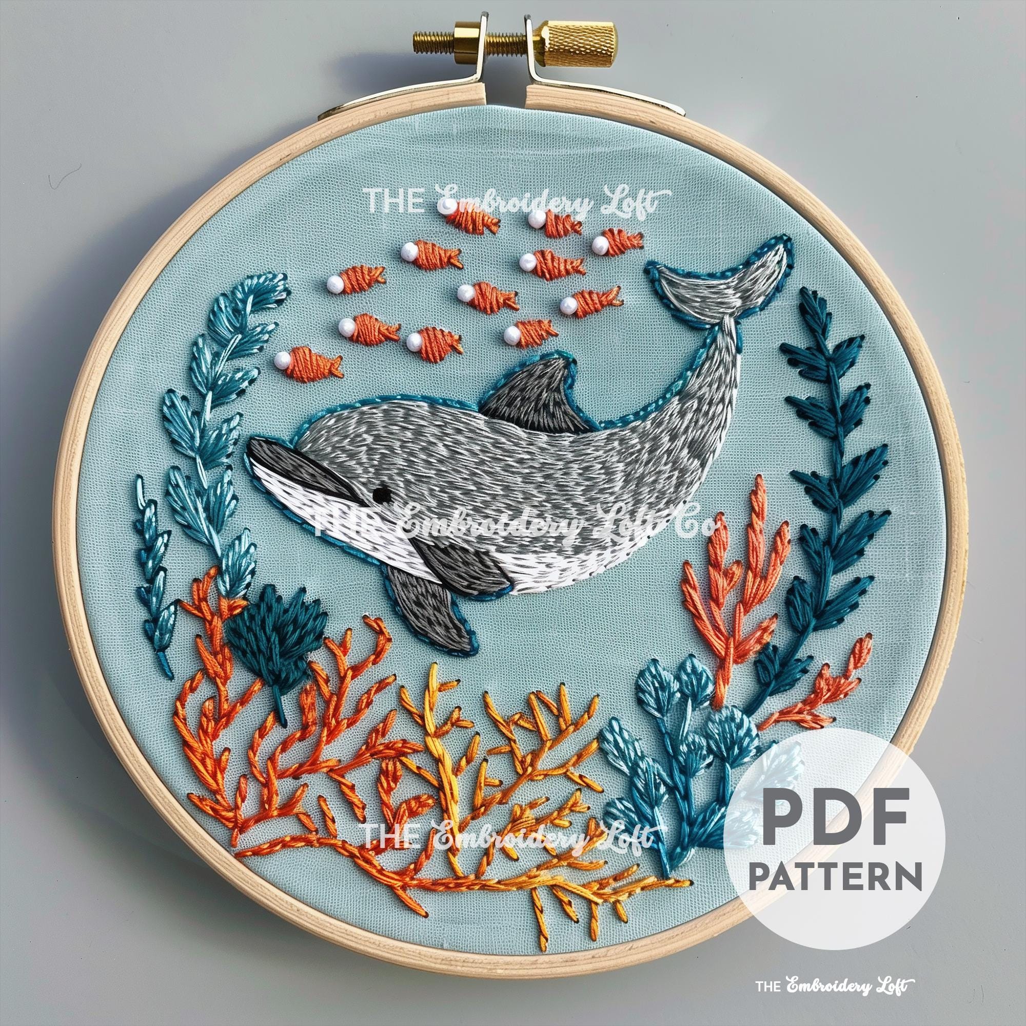 Dolphin Hand Embroidery Pattern