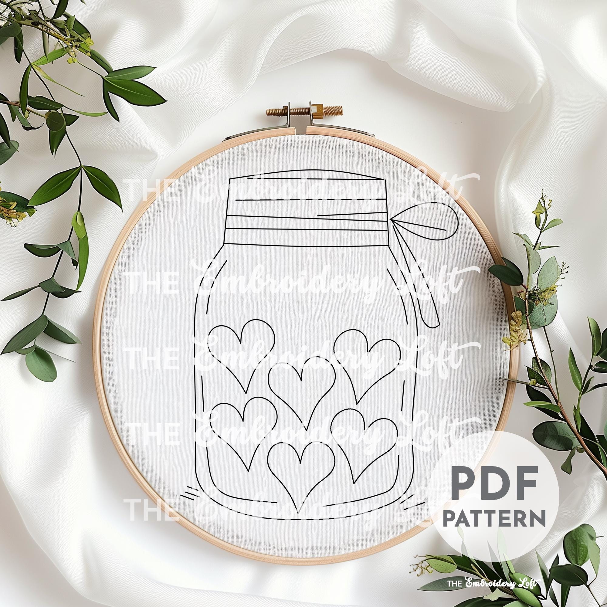 Jar of Hearts Hand Embroidery Pattern