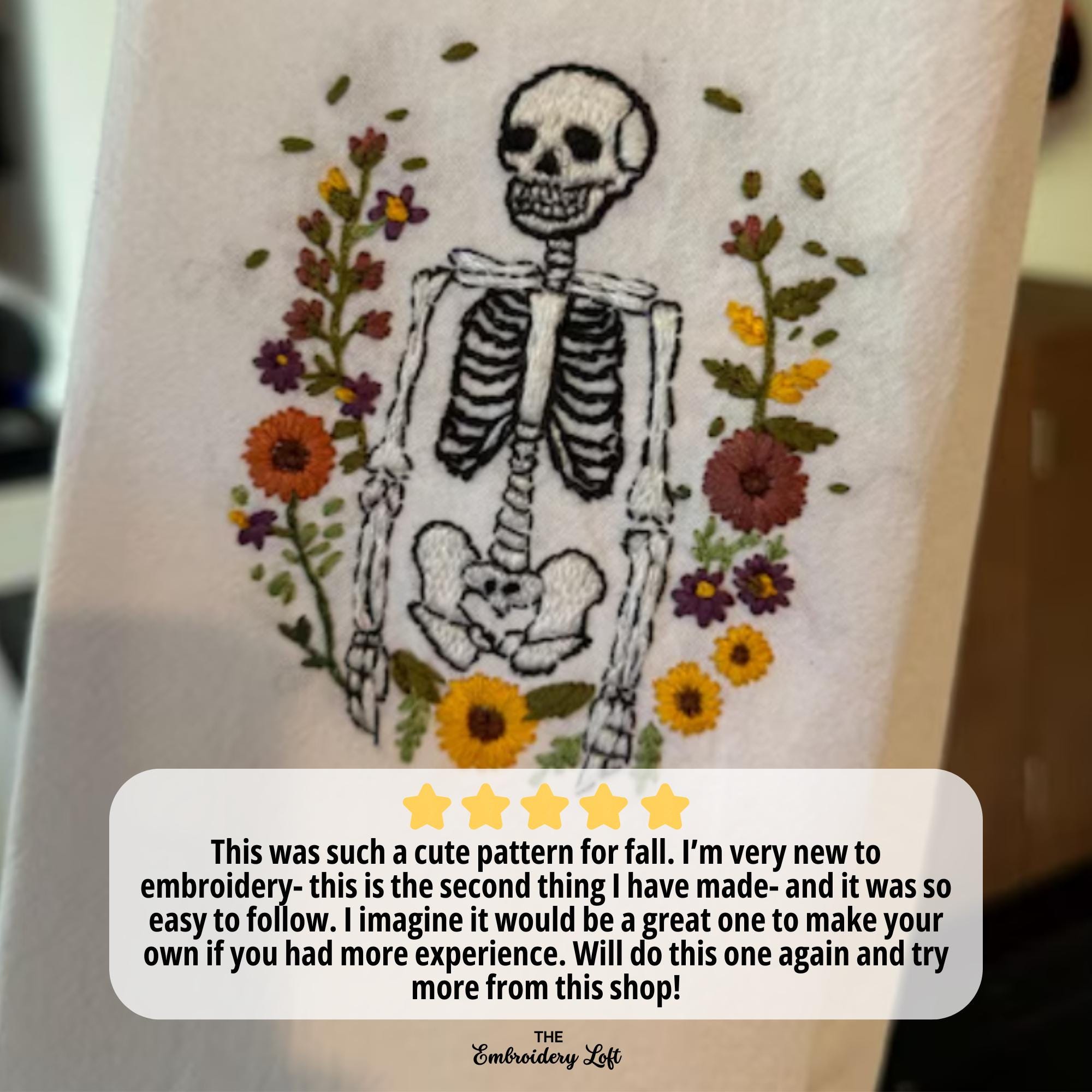 Spooky Skeleton Hand Embroidery Pattern