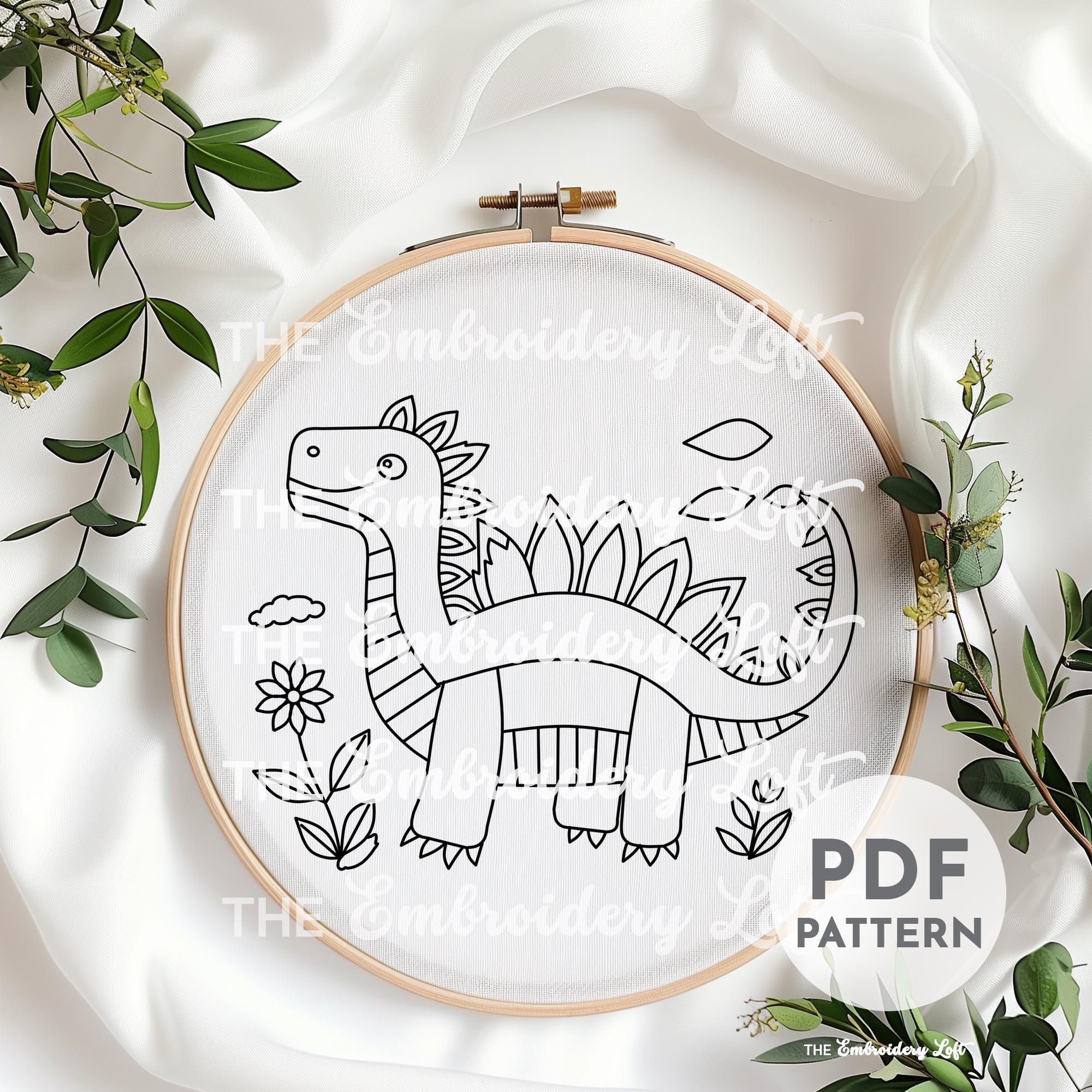 Stegosaurus Hand Embroidery Pattern