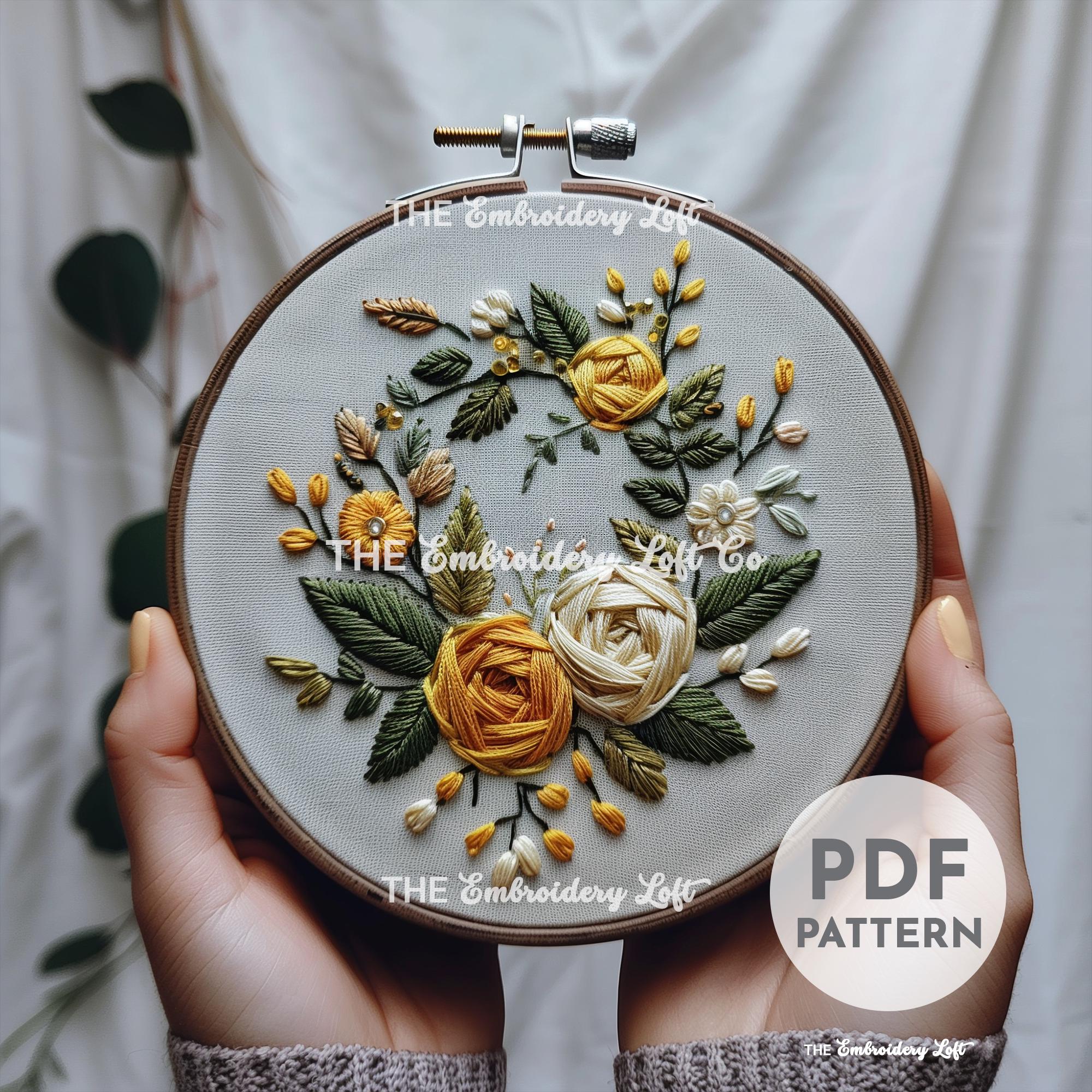 Autumn Roses Hand Embroidery Pattern