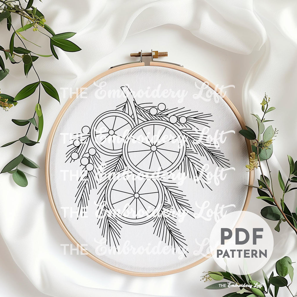 Christmas Oranges Hand Embroidery Pattern