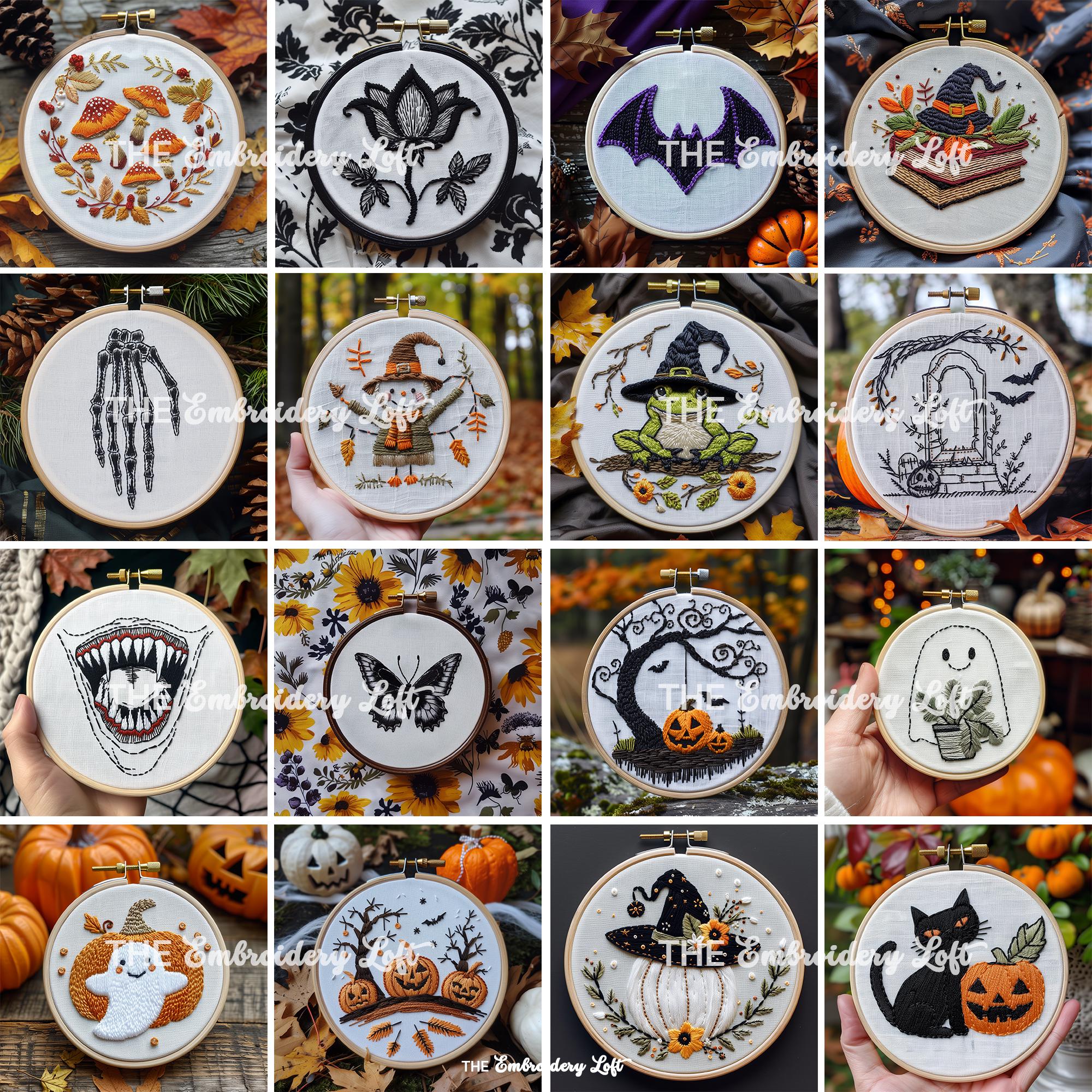 MINI COLLECTION, Autumn and Halloween Hand Embroidery Pattern Collection, Current and Future Designs, Lifetime Access, Hand Embroidery, DIY