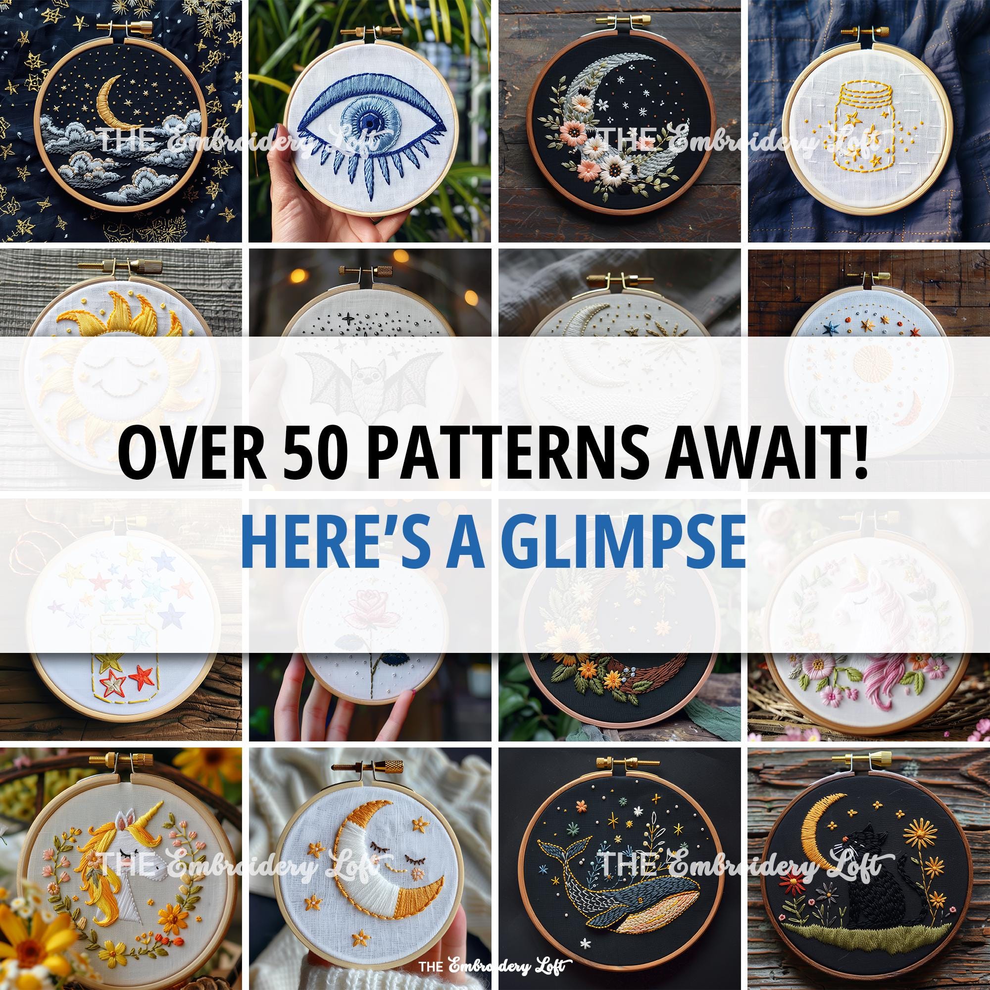 MINI COLLECTION, Celestial Hand Embroidery Pattern Collection, Current and Future Designs, Lifetime Access, Hand Embroidery, Embroidery PDF