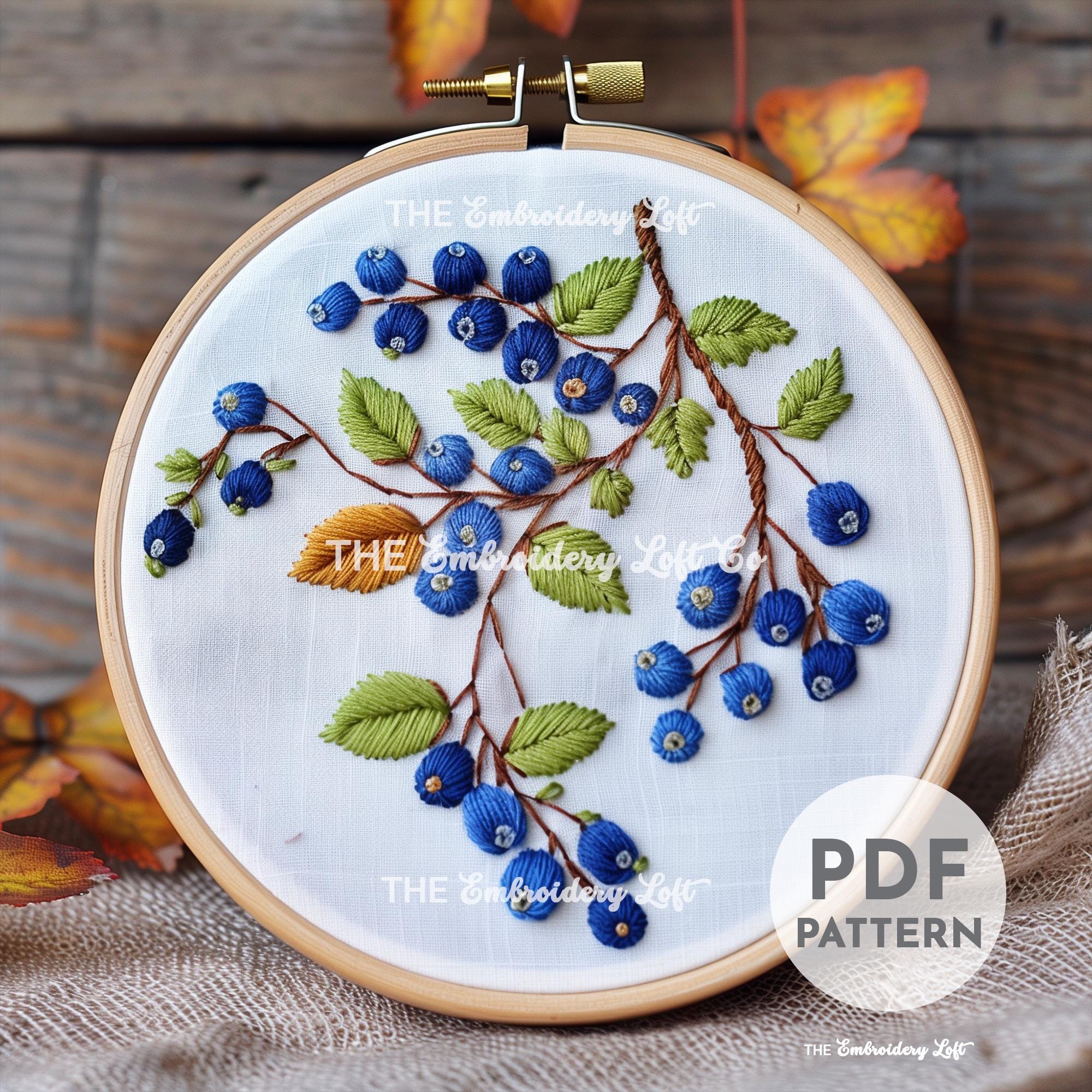 Blueberries Hand Embroidery Pattern