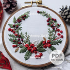 Winter Wreath Hand Embroidery Pattern