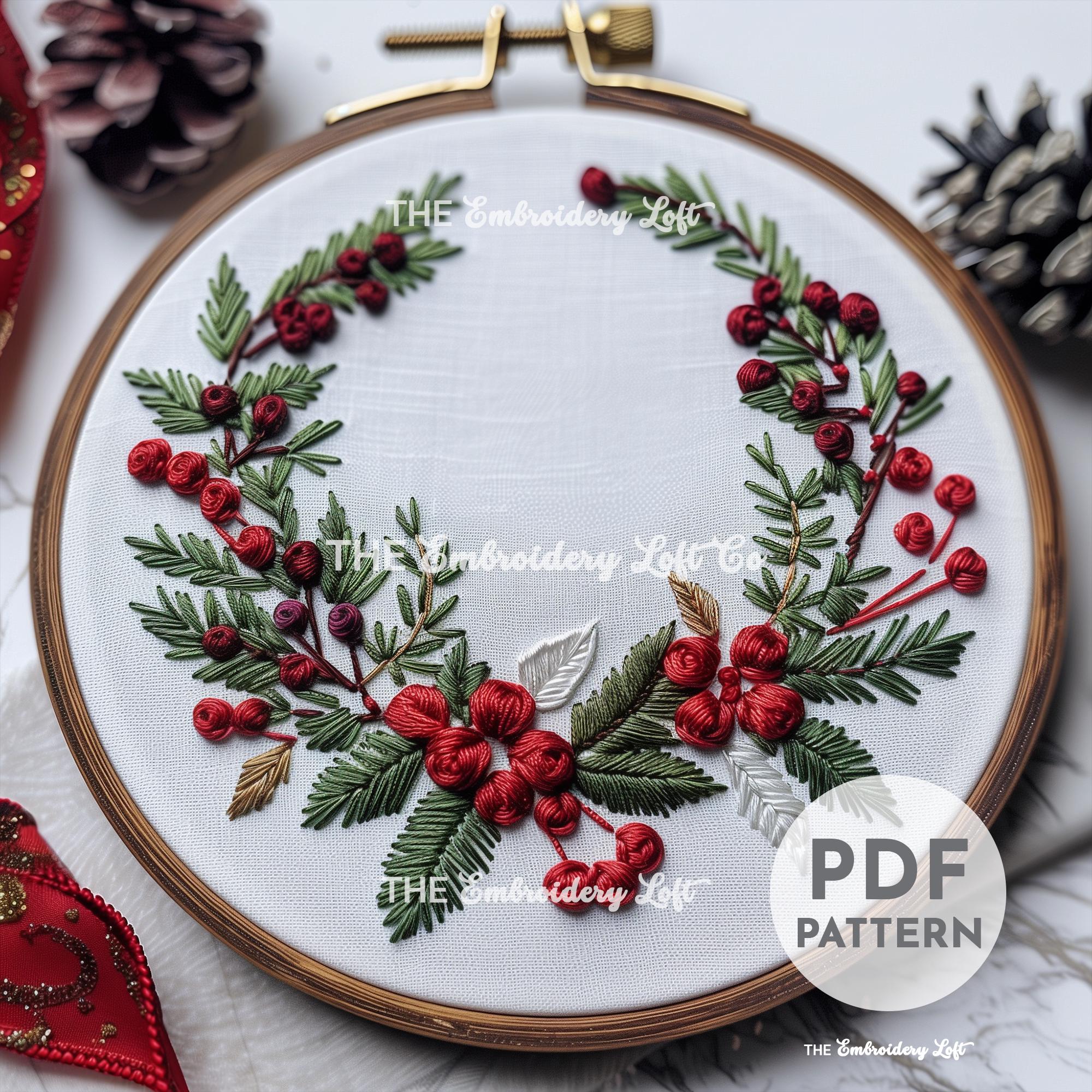 Winter Wreath Hand Embroidery Pattern