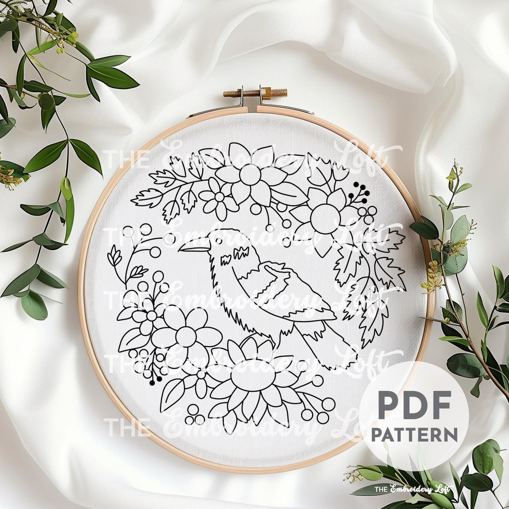 Autumn Raven Hand Embroidery Pattern