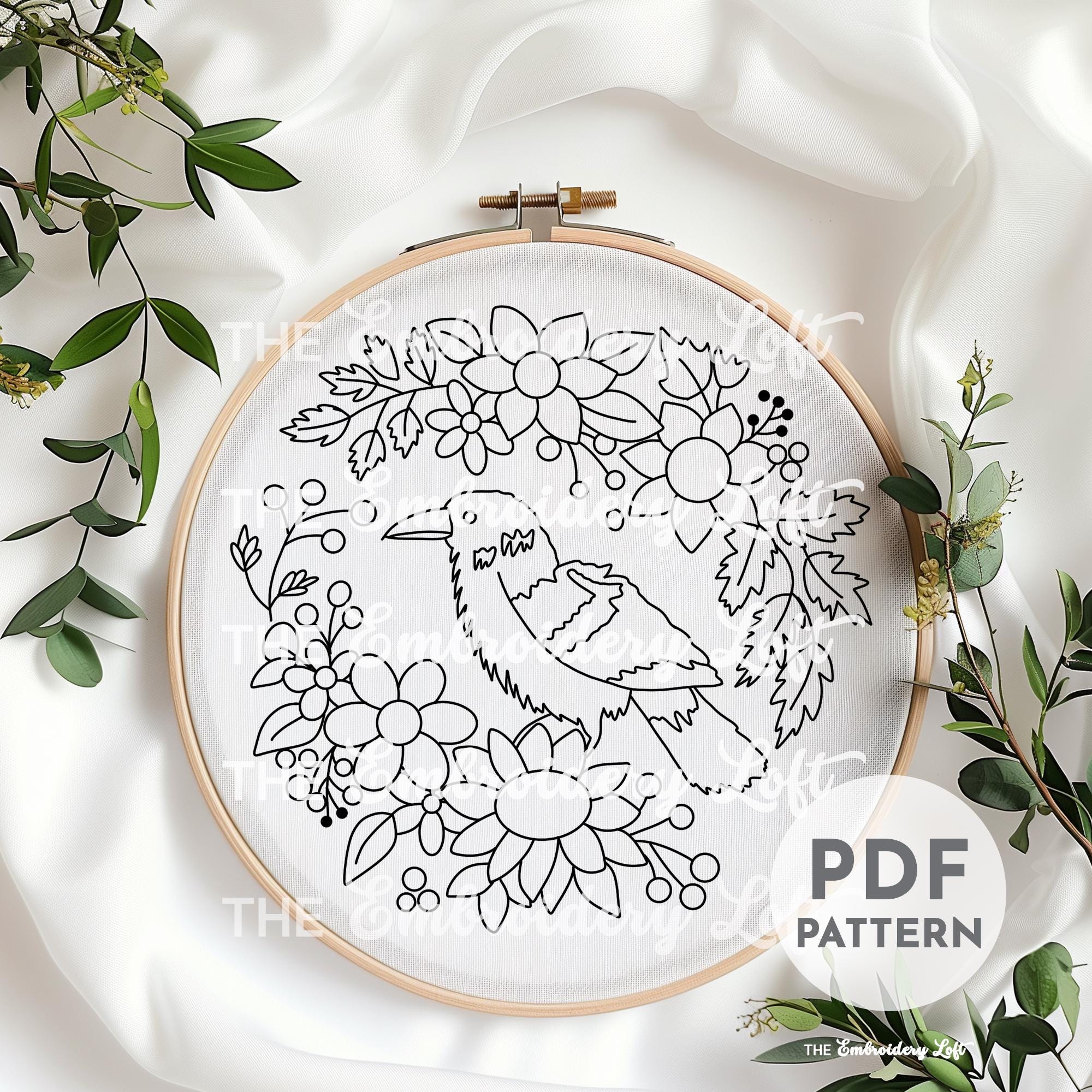 Autumn Raven Hand Embroidery Pattern