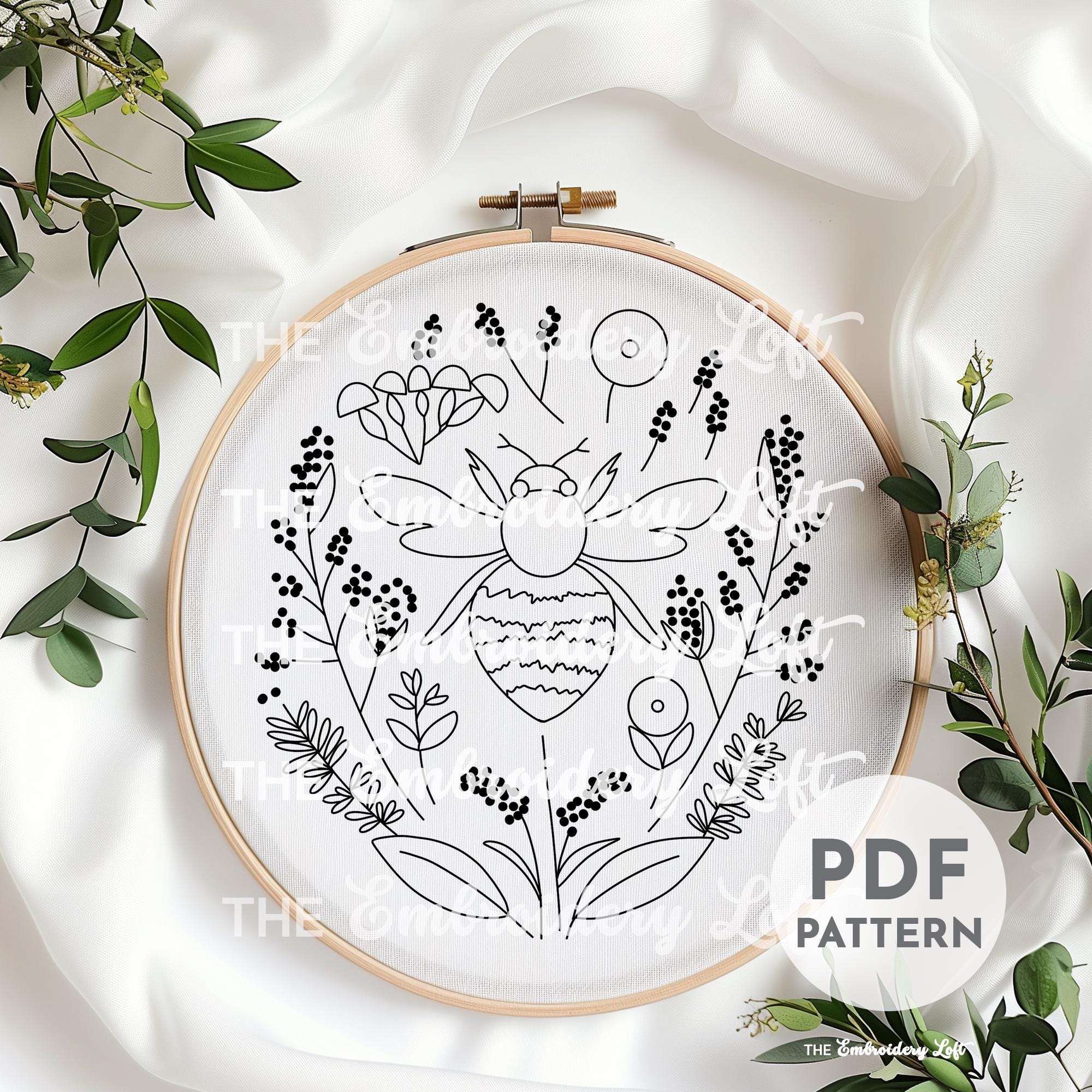 Garden Bee Hand Embroidery Pattern