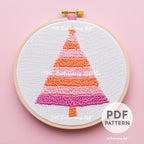 Pink Christmas Tree Hand Embroidery Pattern