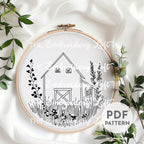 Autumn Barn Hand Embroidery Pattern