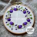 Eggplant Wreath Hand Embroidery Pattern