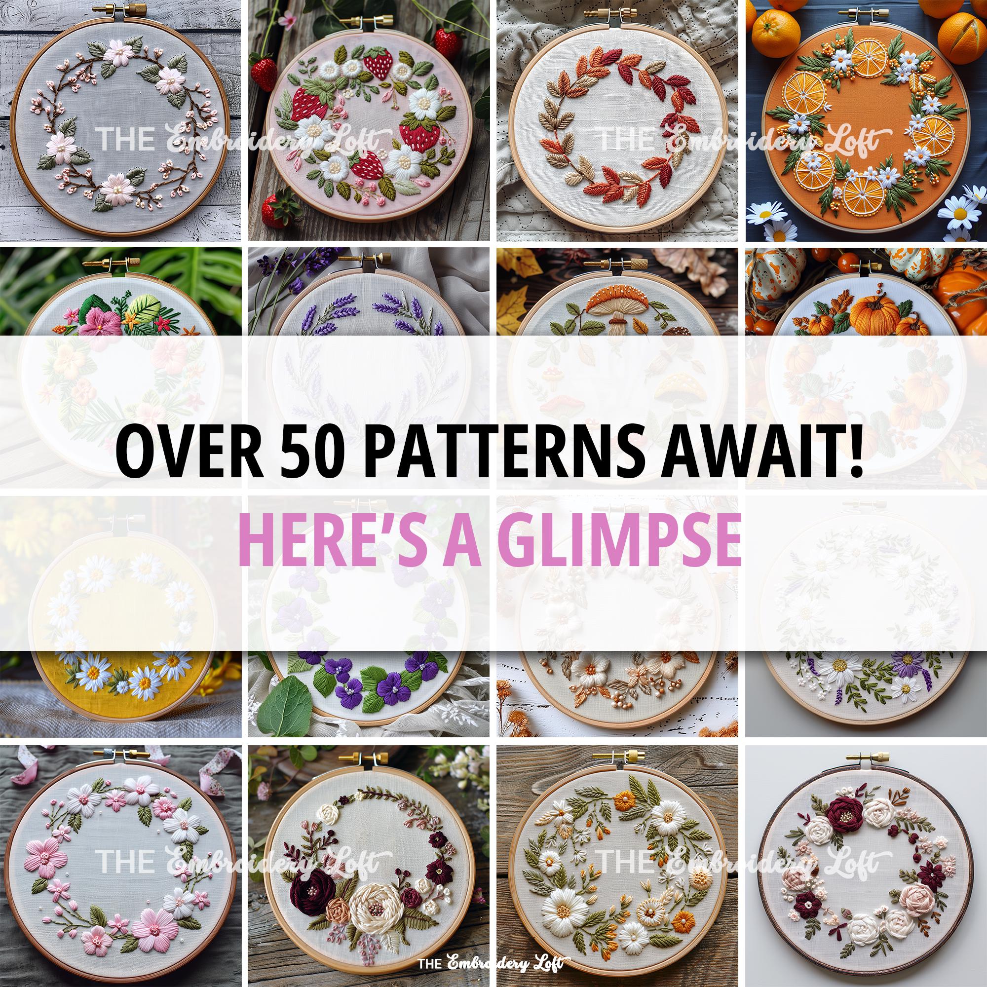 MINI COLLECTION, Wreaths Hand Embroidery Pattern Collection, Current and Future Designs, Lifetime Access, Hand Embroidery, Embroidery PDF