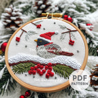 Christmas Bird Hand Embroidery Pattern