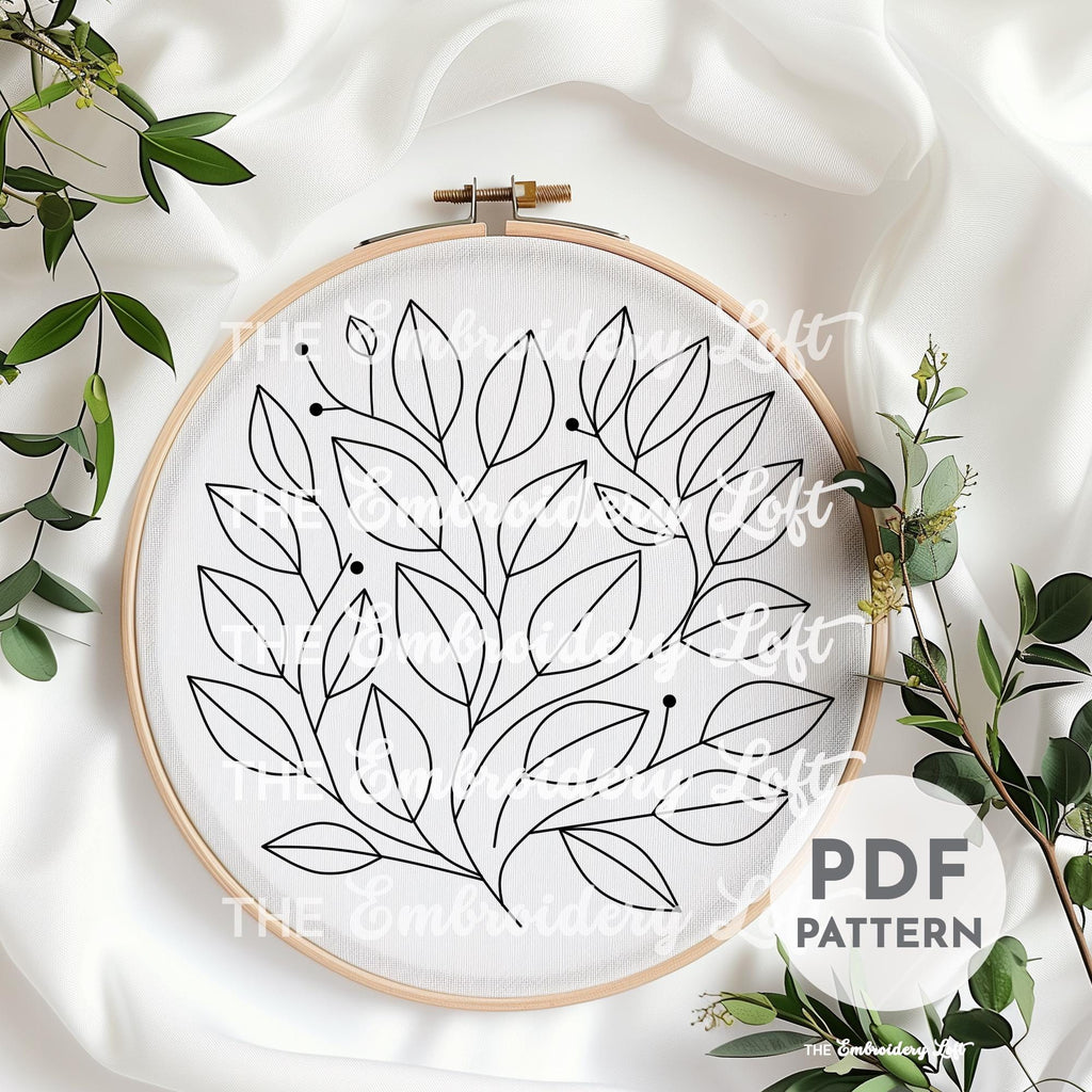 Retro Autumn Leaves Hand Embroidery Pattern