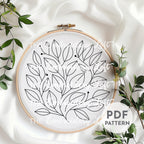 Retro Autumn Leaves Hand Embroidery Pattern