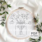 Heart Flowers Hand Embroidery Pattern