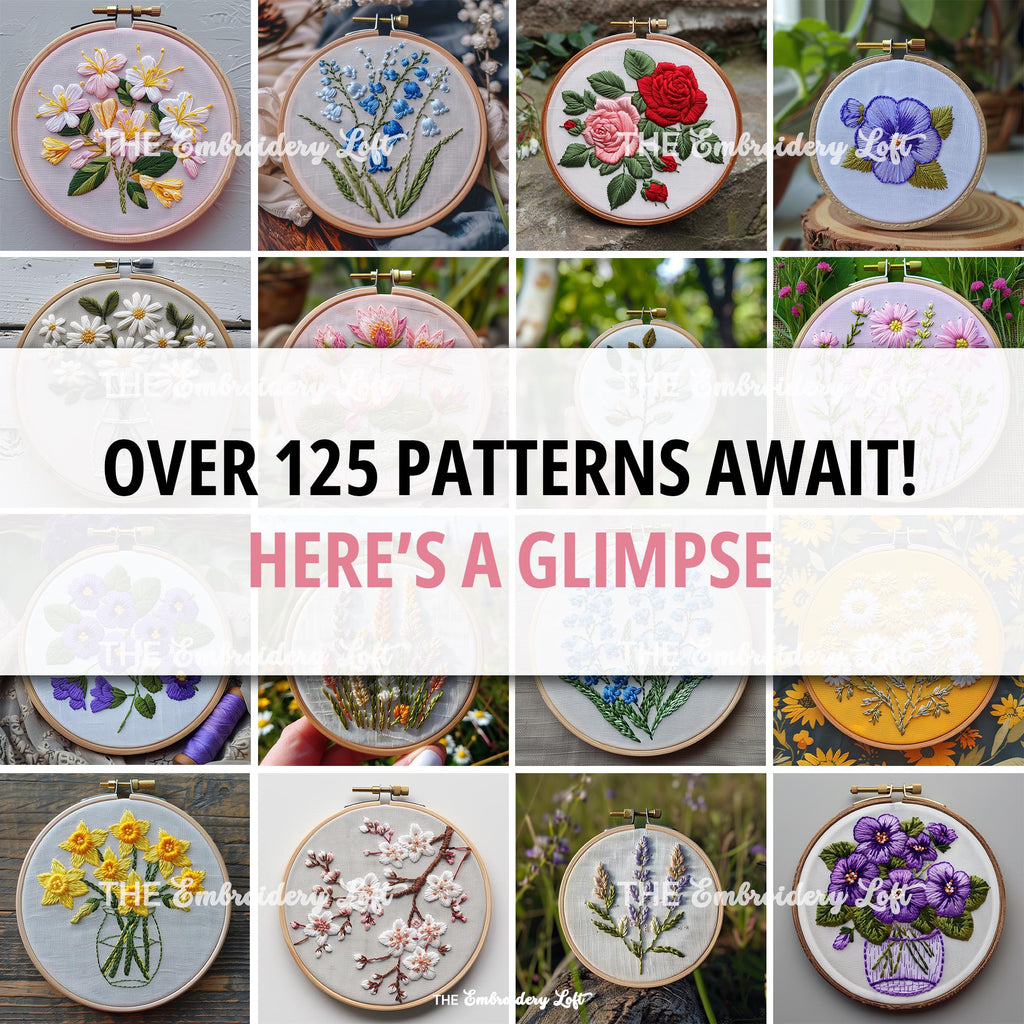 MINI COLLECTION, Floral Hand Embroidery Pattern Collection, Current and Future Designs, Lifetime Access, Hand Embroidery, Embroidery PDF