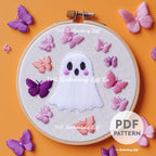Ghost with Butterflies Hand Embroidery Pattern